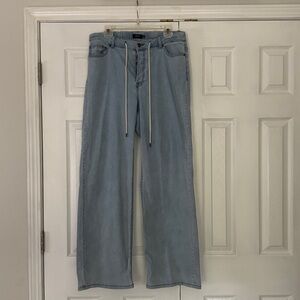 Yest Button Front and Drawstring Wide Legged Jeans